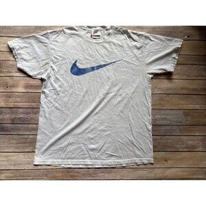 Vintage 90s Nike Center Swoosh Blue Swoosh Medium T Shirt Sports Essential